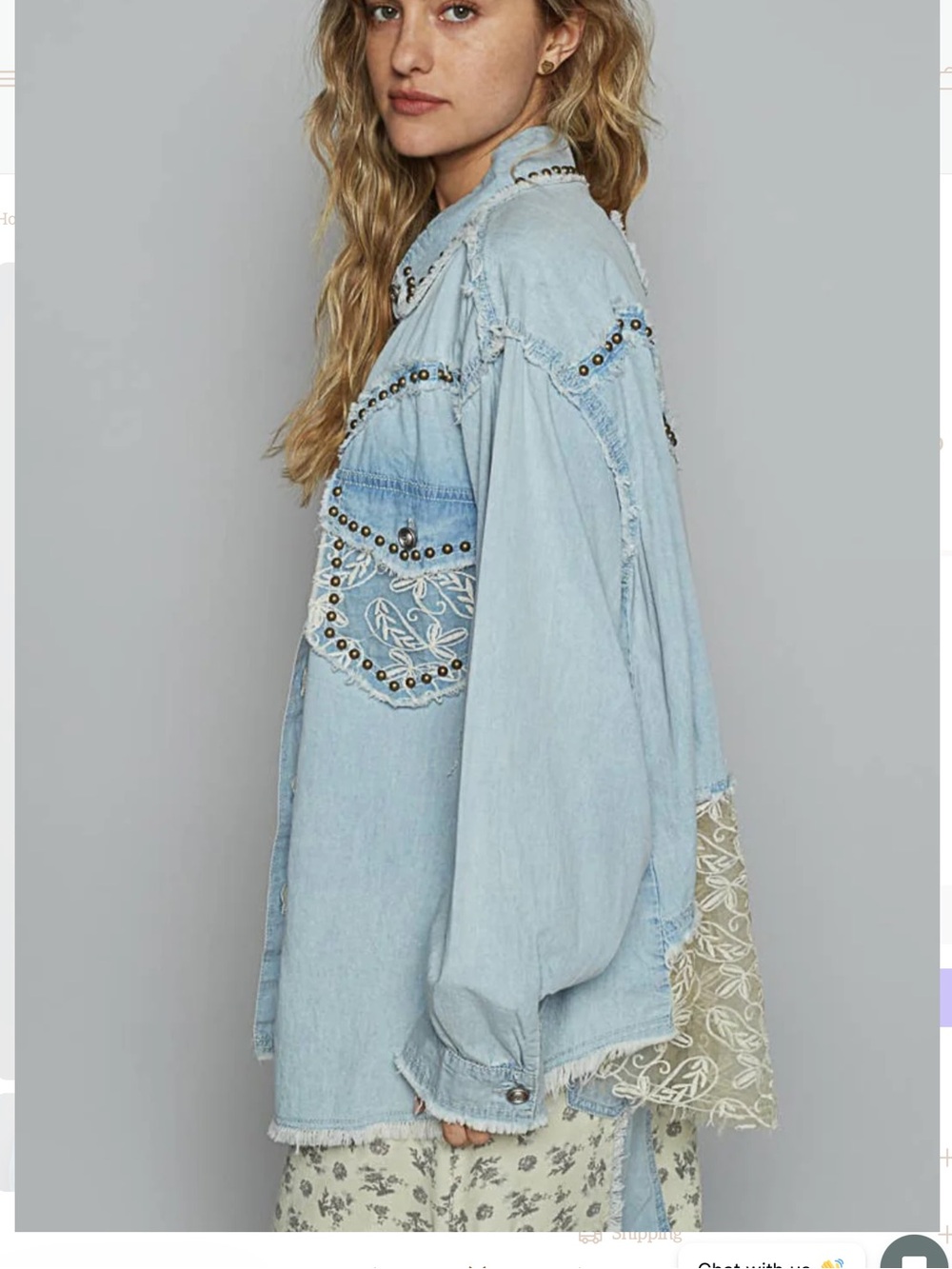 POL Denim shirt with Stud Trim